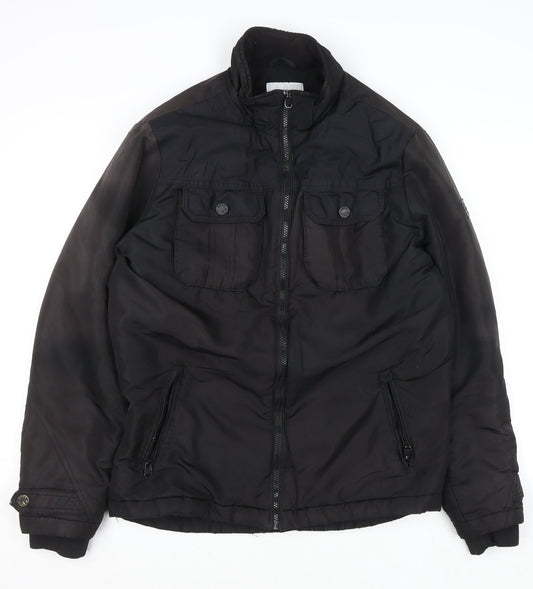 Mens UK Size L JACK & JONES Black Bomber Jacket