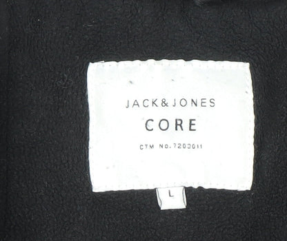 Mens UK Size L JACK & JONES Black Bomber Jacket