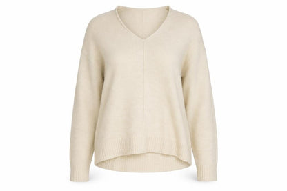 H&M Women’s Beige V-Neck Knit Jumper Size M