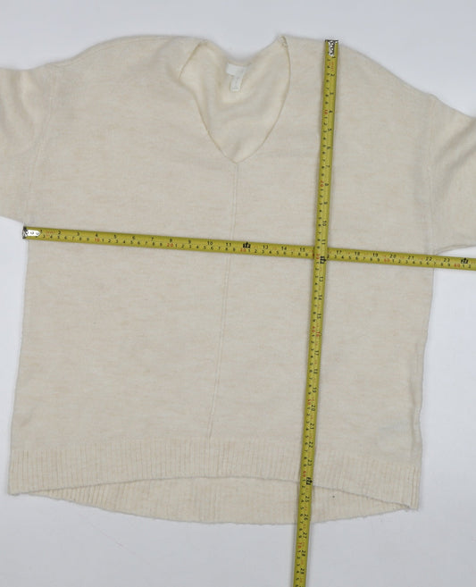 H&M Women’s Beige V-Neck Knit Jumper Size M
