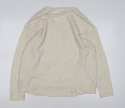 H&M Women’s Beige V-Neck Knit Jumper Size M