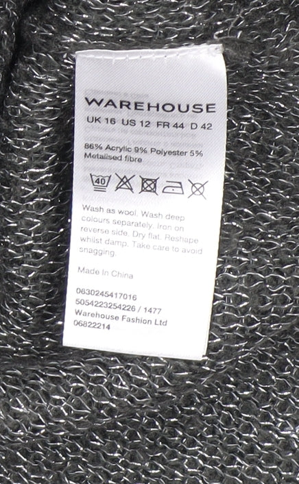 Womens UK Size 16 Warehouse Grey Pullover Jumper
