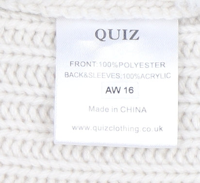 Womens UK Size M Quiz Ivory Cardigan Jumper
