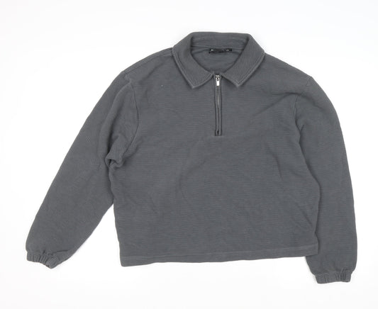 Womens UK Size M ASOS DESIGN Grey Half Zip Jumper