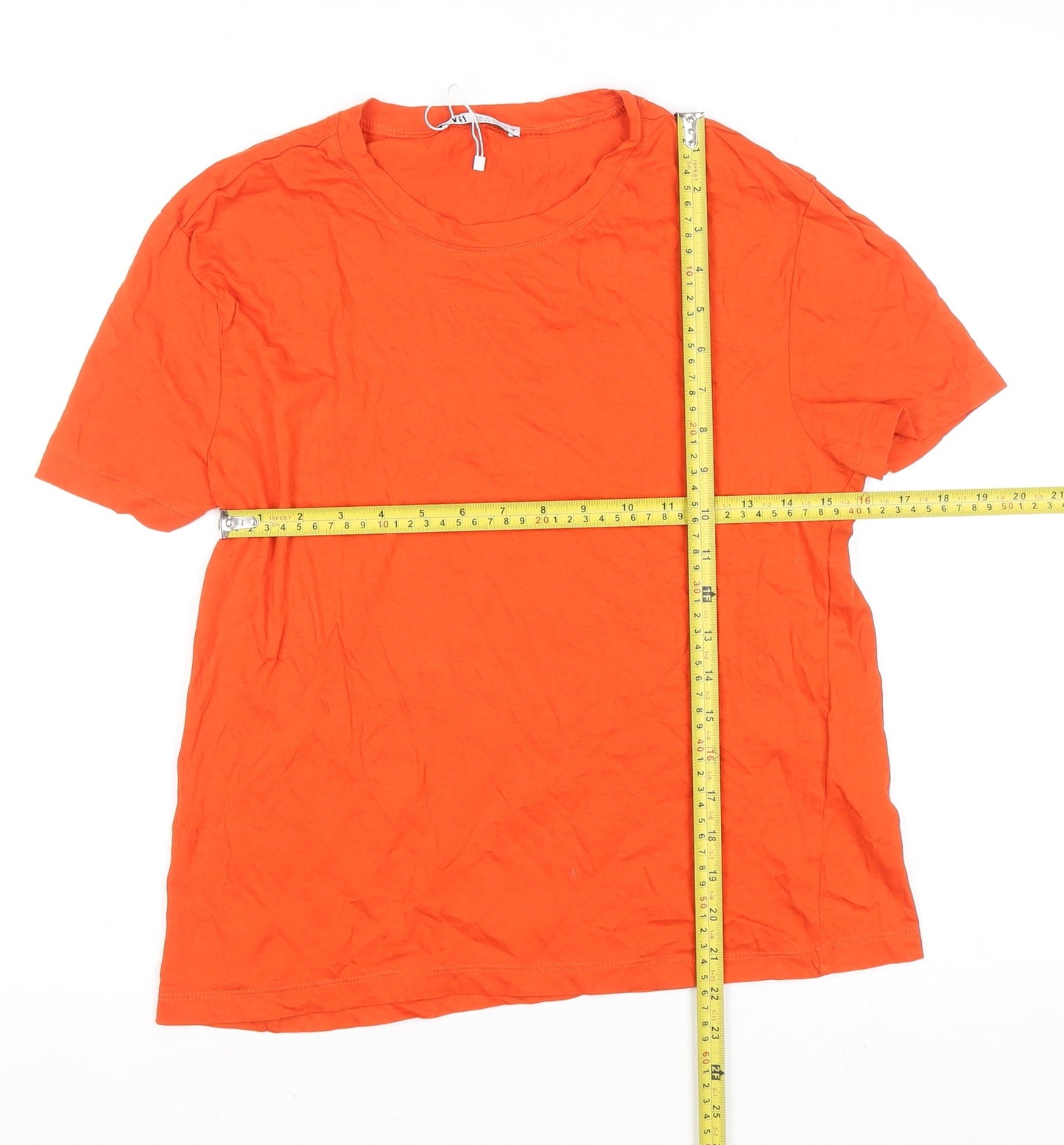 Womens UK Size M Zara Orange Basic T-Shirt