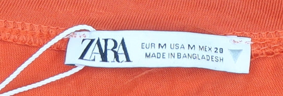 Womens UK Size M Zara Orange Basic T-Shirt