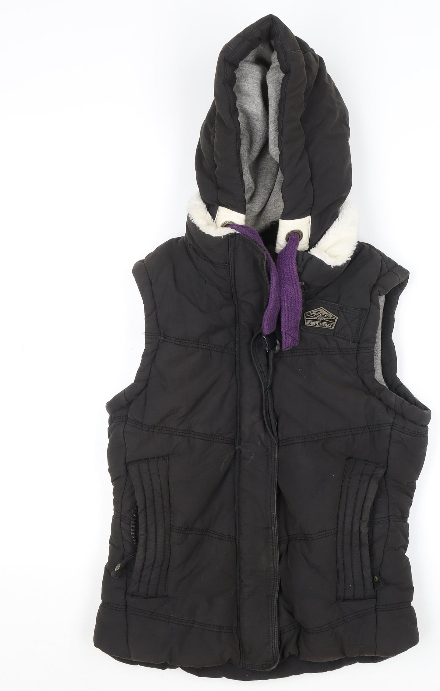 Womens UK Size S Superdry Black Puffer Jacket
