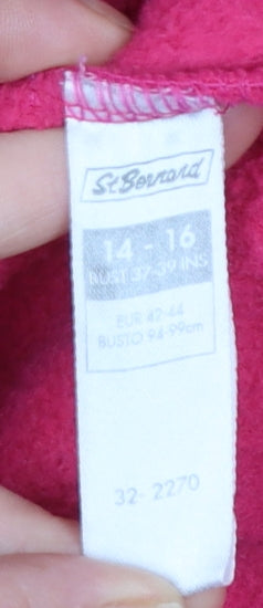 Womens UK Size 14-16 St. Bernard Pink Pullover Sweatshirt