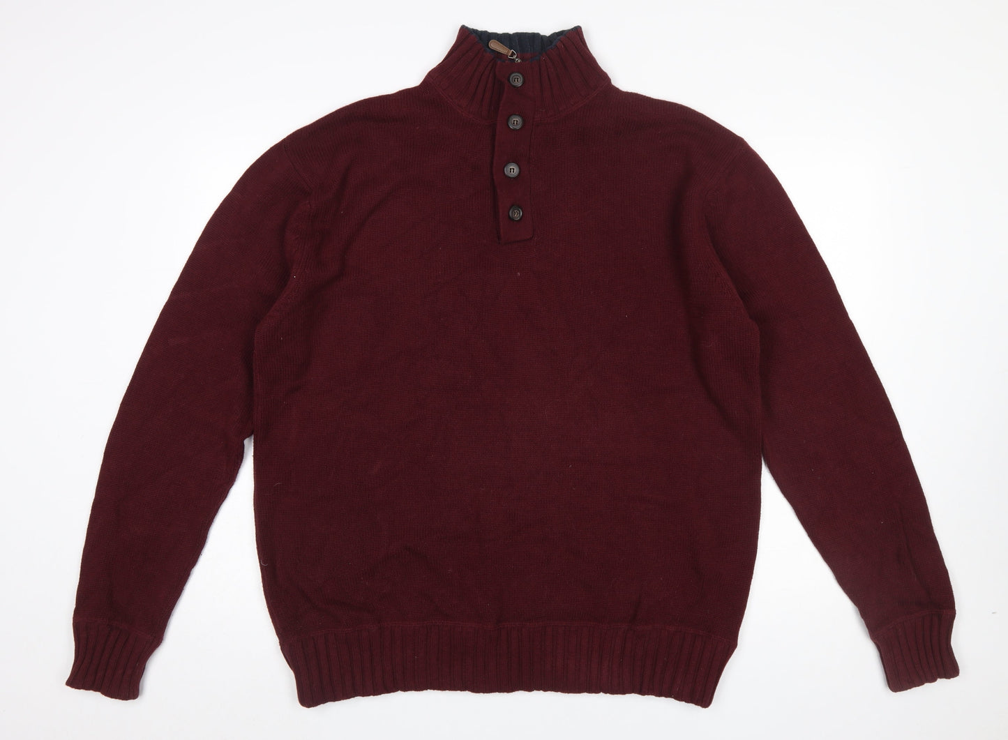Mens UK Size 2XL Austin Reed Red Henley Jumper