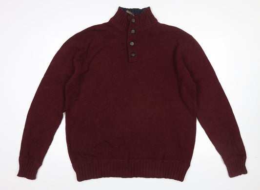Mens UK Size 2XL Austin Reed Red Henley Jumper