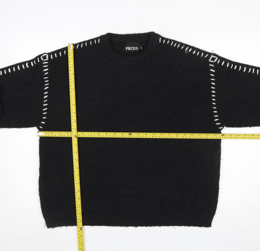 Womens UK Size XL Pieces Black Pullover Jumper
