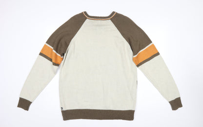 Mens UK Size L US40 Beige Pullover Jumper