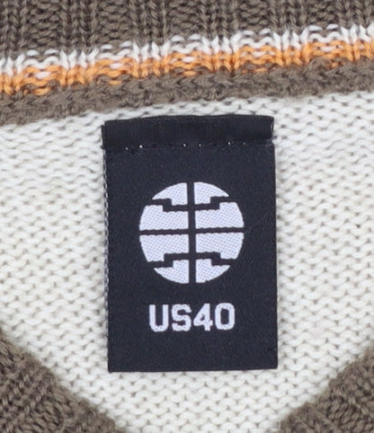 Mens UK Size L US40 Beige Pullover Jumper