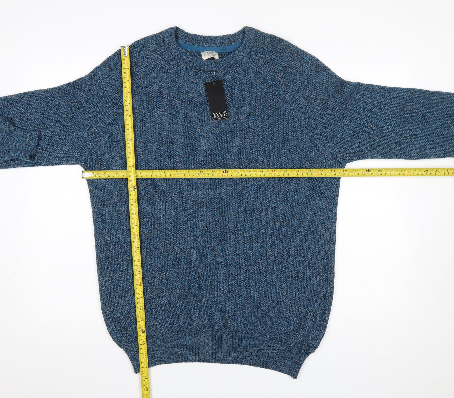 ACW85 Men’s Blue Cotton Knit Crew Neck Pullover Jumper Size L