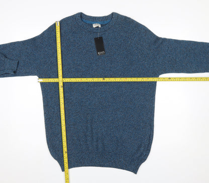 ACW85 Men’s Blue Cotton Knit Crew Neck Pullover Jumper Size L