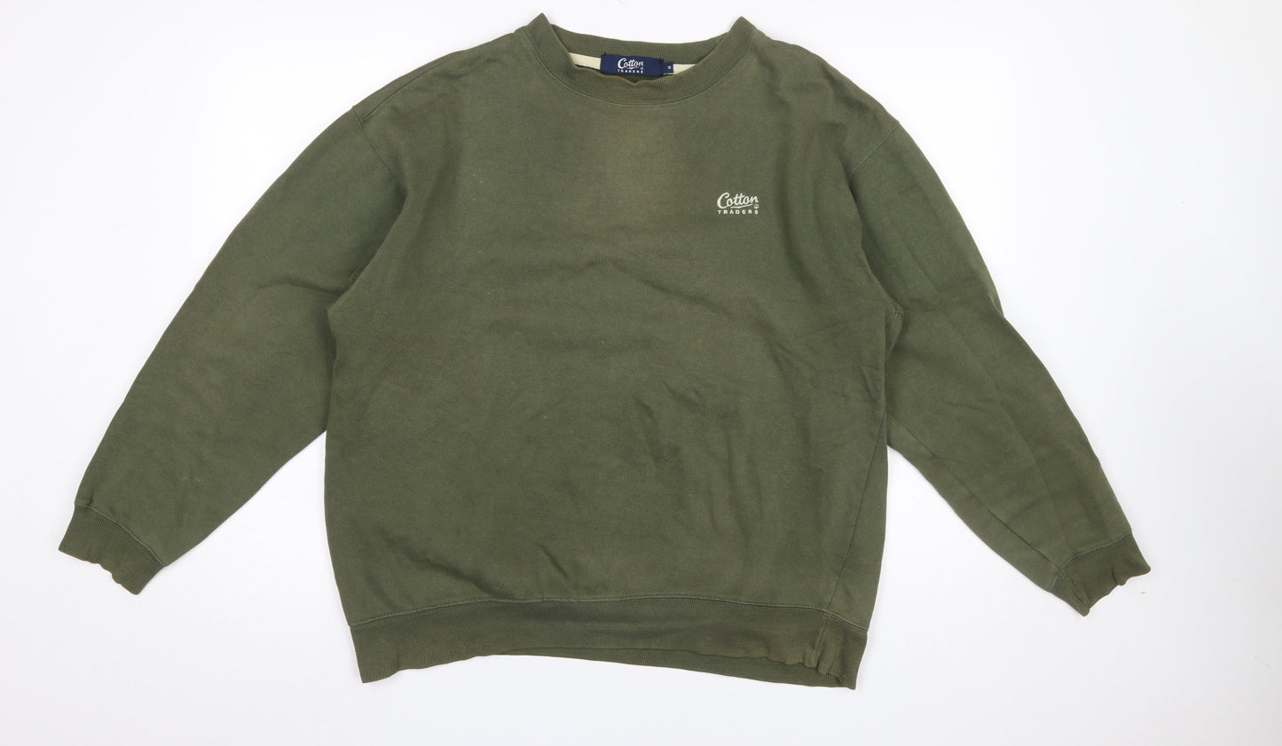 Mens UK Size M Cotton Traders Green Pullover Sweatshirt