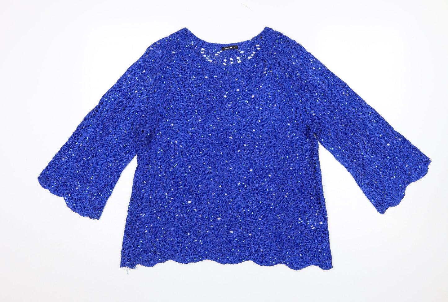 Womens UK Size 18 Roman Blue Pullover Jumper