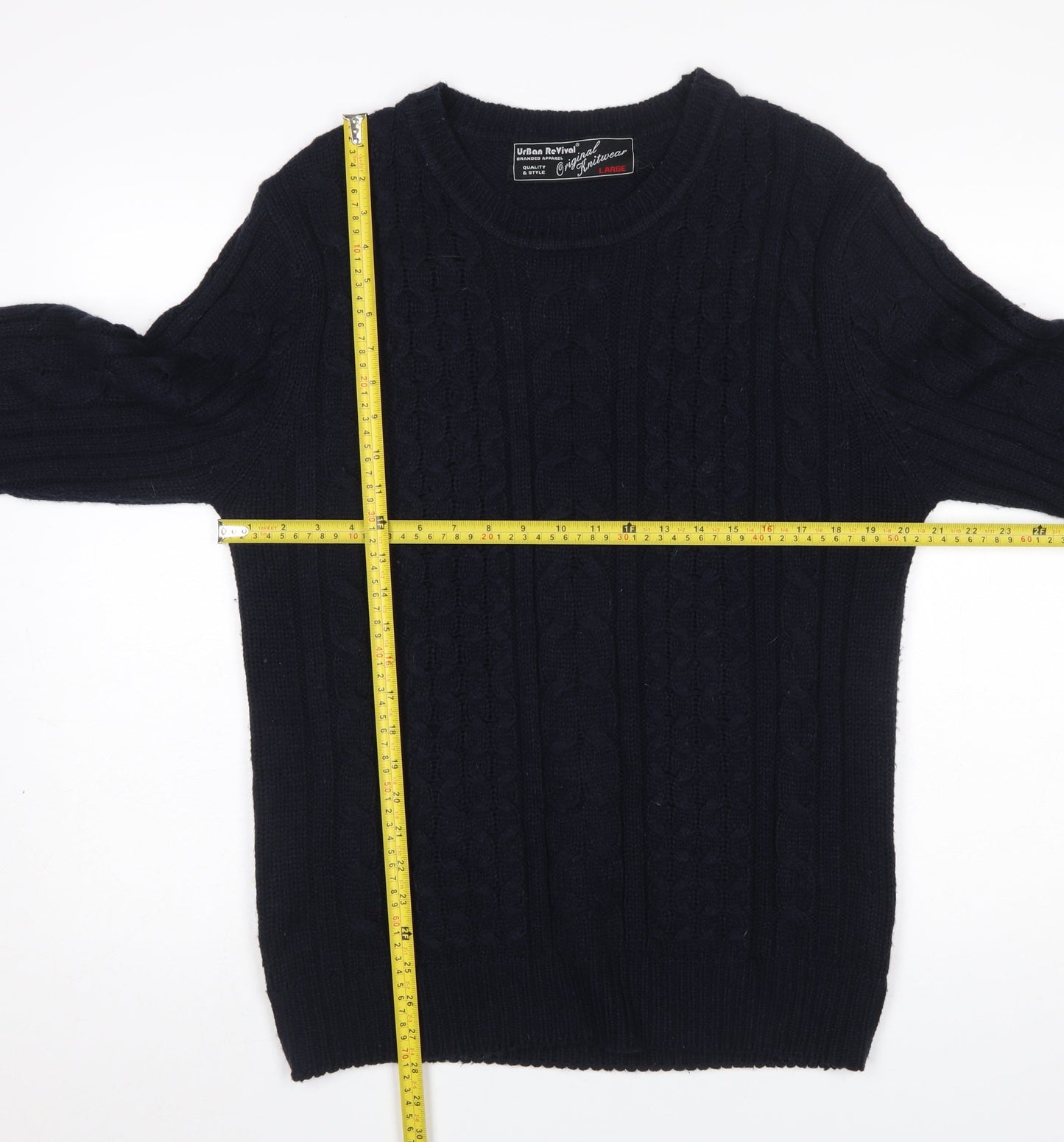 Mens UK Size L Urban Revival Black Pullover Jumper
