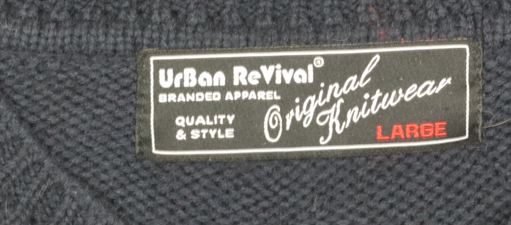 Mens UK Size L Urban Revival Black Pullover Jumper