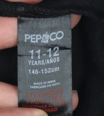 Girls UK Size 11-12 Years Pep & Co Black Pullover Hoodie