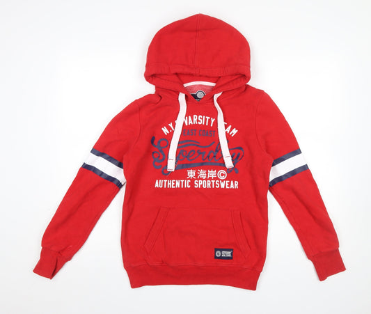 Womens UK Size S Superdry Red Pullover Hoodie