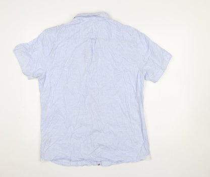 Kangol Men's Blue XL Button-Up Short Sleeve Casual Shirt
