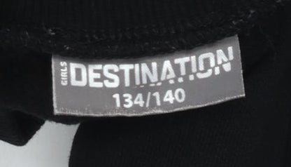 Girls UK Size 9-10 Years Destination Black Pullover Casual