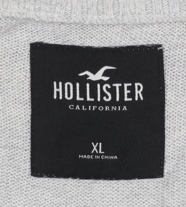Mens UK Size XL Hollister Grey Full Zip Jumper