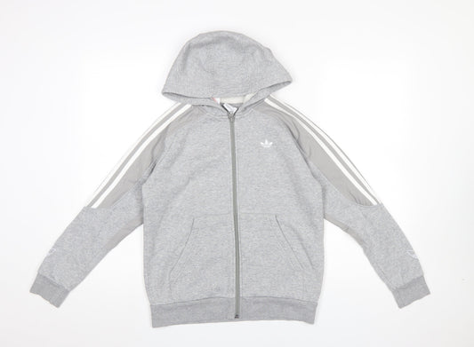 Girls UK Size 12-13 Years adidas Grey Full Zip Hoodie