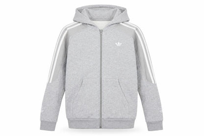 Front view of Adidas girls’ grey full zip hoodie 12-13 years sports fleece jacket