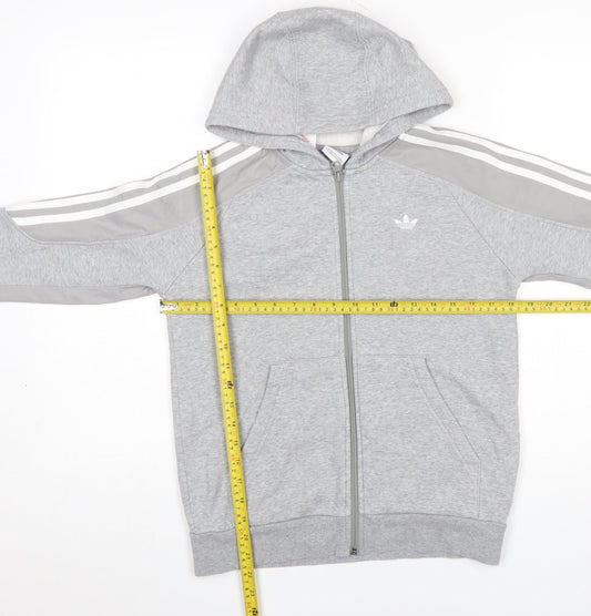 Girls UK Size 12-13 Years adidas Grey Full Zip Hoodie