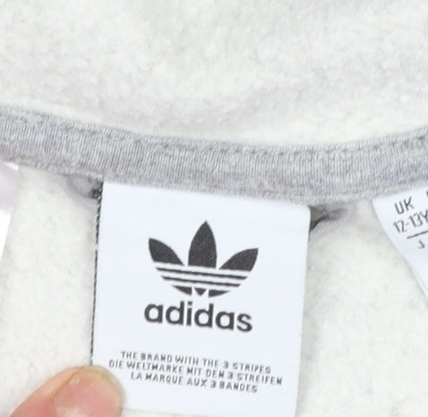 Girls UK Size 12-13 Years adidas Grey Full Zip Hoodie