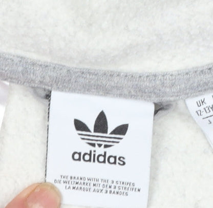 Girls UK Size 12-13 Years adidas Grey Full Zip Hoodie