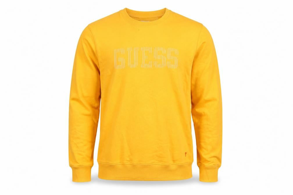 Mens UK Size L GUESS Yellow Pullover Sweatshirt