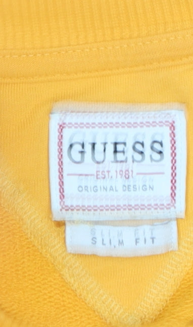 Mens UK Size L GUESS Yellow Pullover Sweatshirt