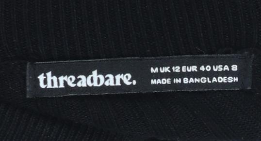Womens UK Size 12 Threadbare Black Pullover Jumper