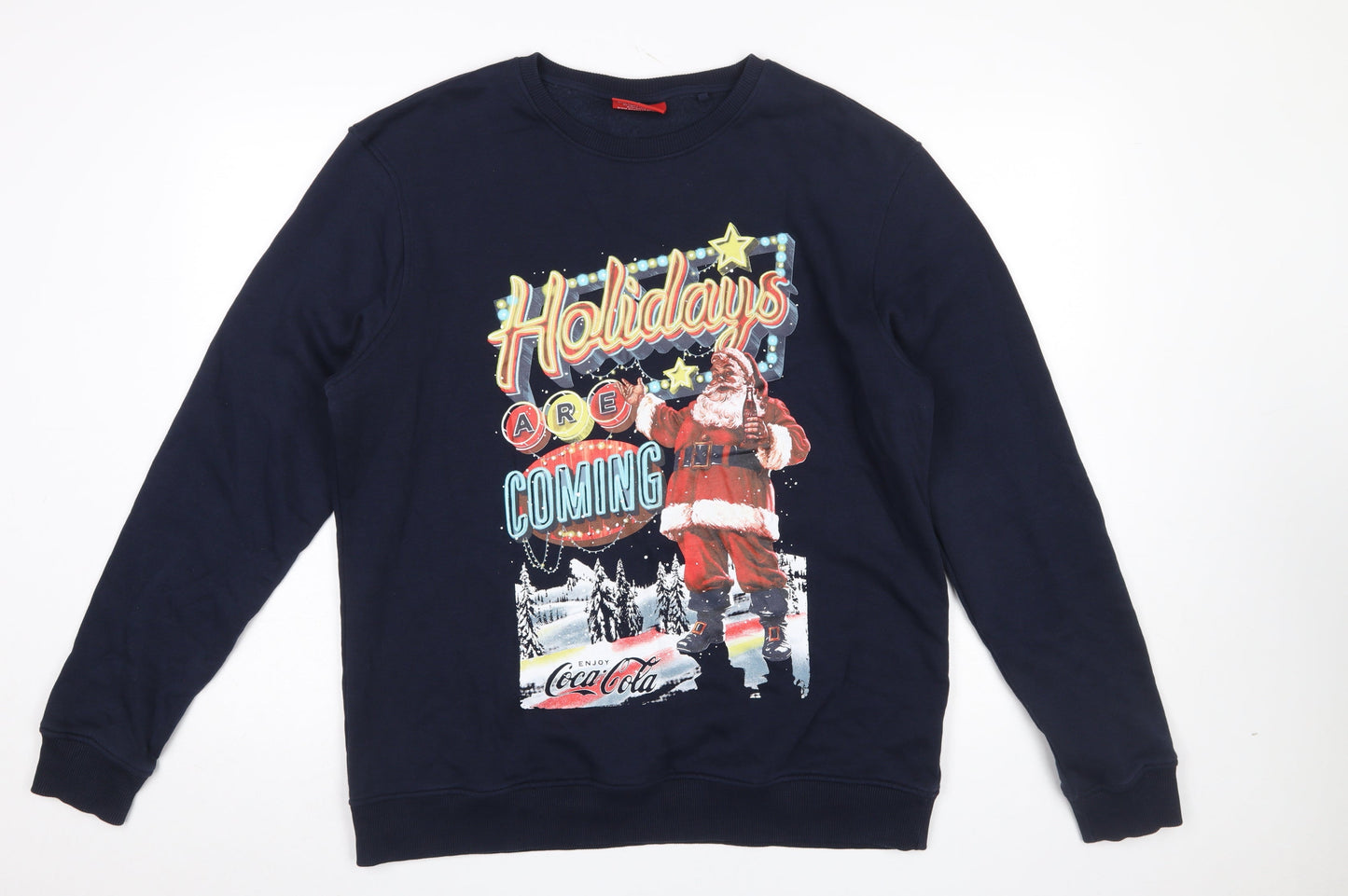 Mens UK Size L Coca-Cola Blue Pullover Sweatshirt