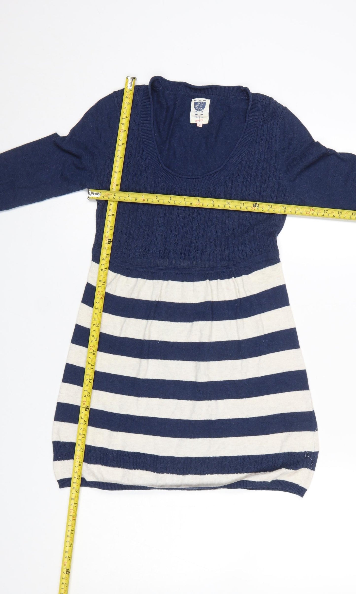 Womens UK Size 8 Soulful & Tru Blue Tunic Jumper