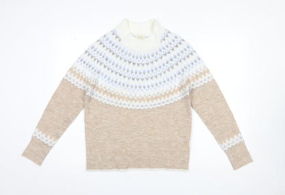 Womens UK Size 8 Fat Face Beige Pullover Jumper