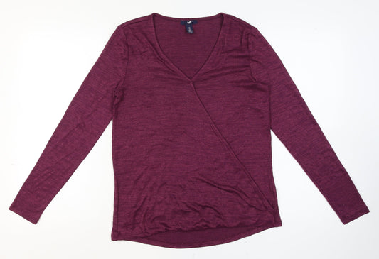 Womens UK Size S Gap Purple Wrap T-Shirt