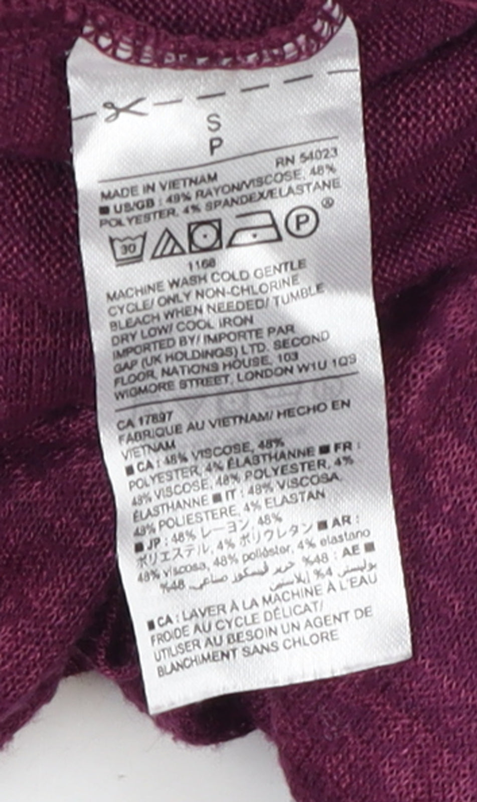 Womens UK Size S Gap Purple Wrap T-Shirt