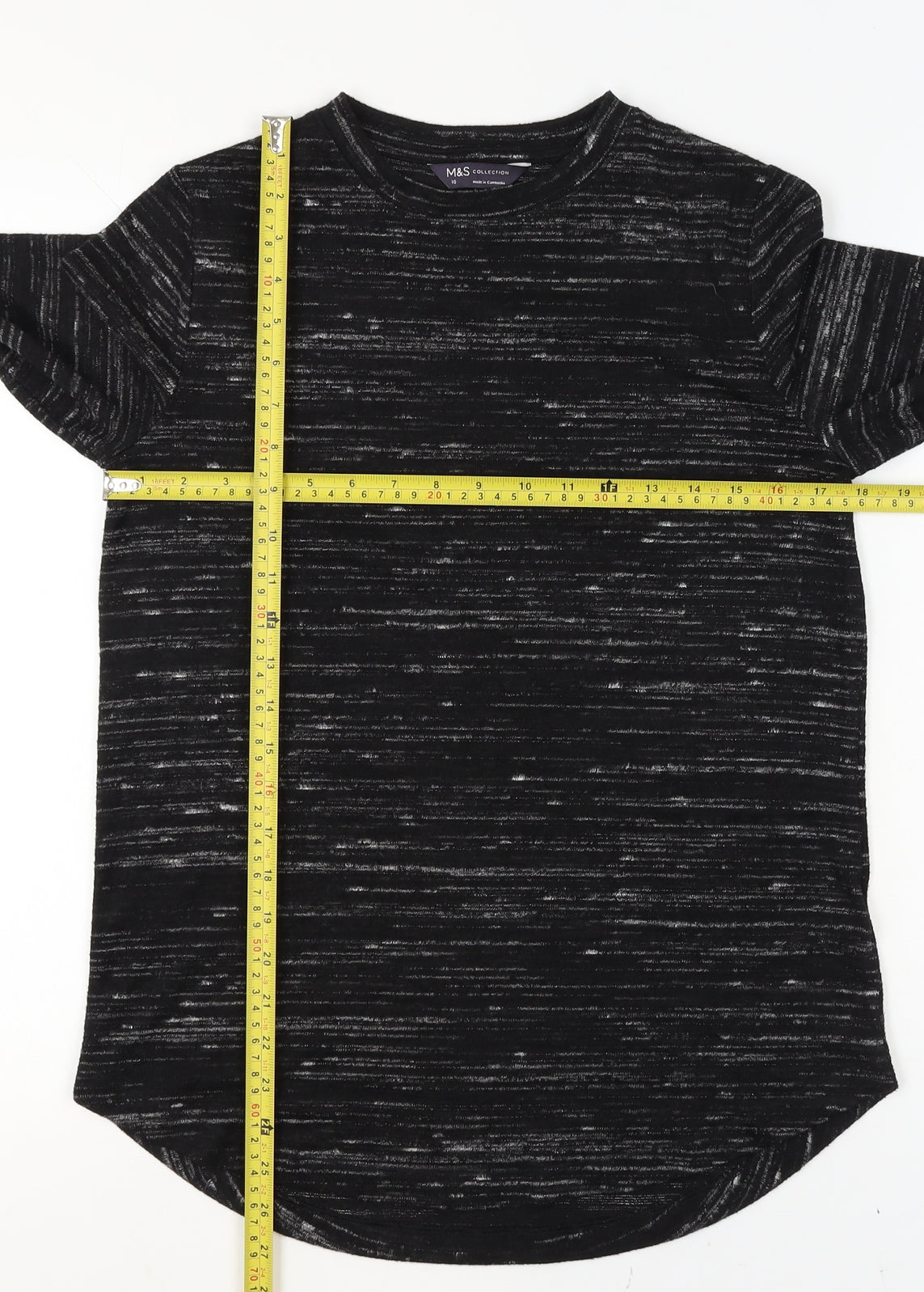 Womens UK Size 10 Marks and Spencer Black Basic T-Shirt