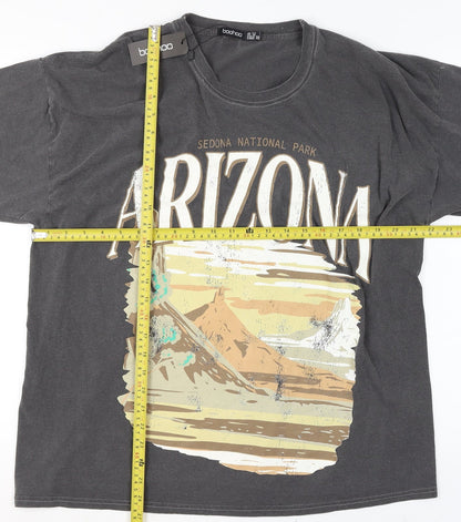 Boohoo Women's Black Arizona Graphic Cotton T-Shirt Size 22