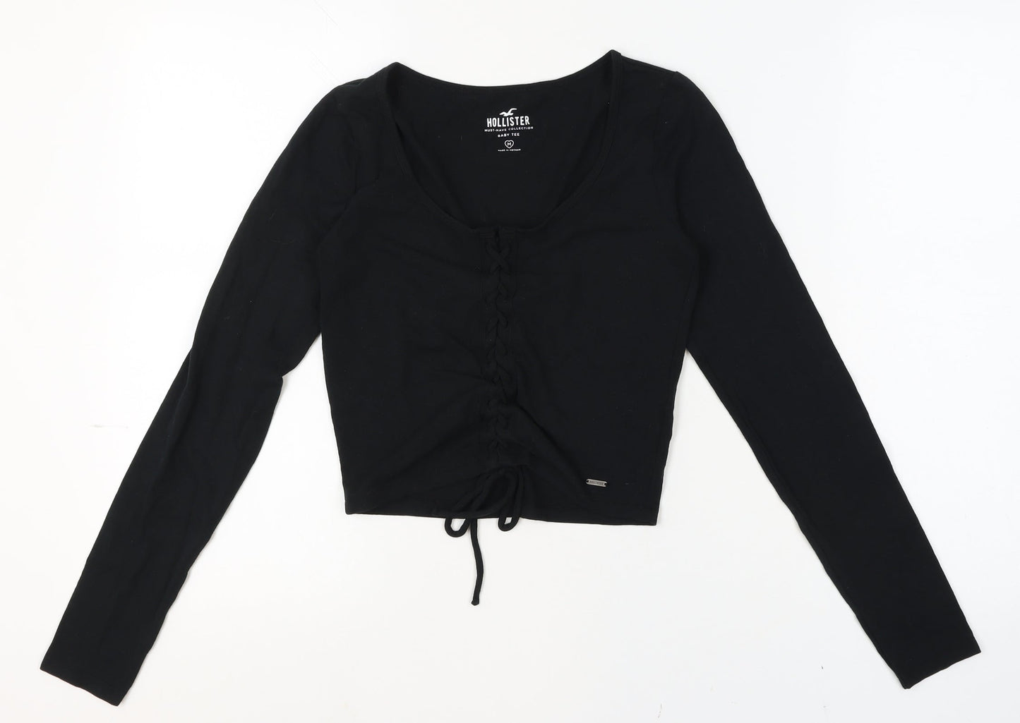 Womens UK Size M Hollister Black Cropped T-Shirt