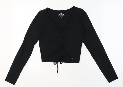Womens UK Size M Hollister Black Cropped T-Shirt