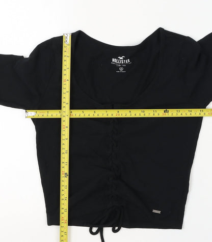 Womens UK Size M Hollister Black Cropped T-Shirt