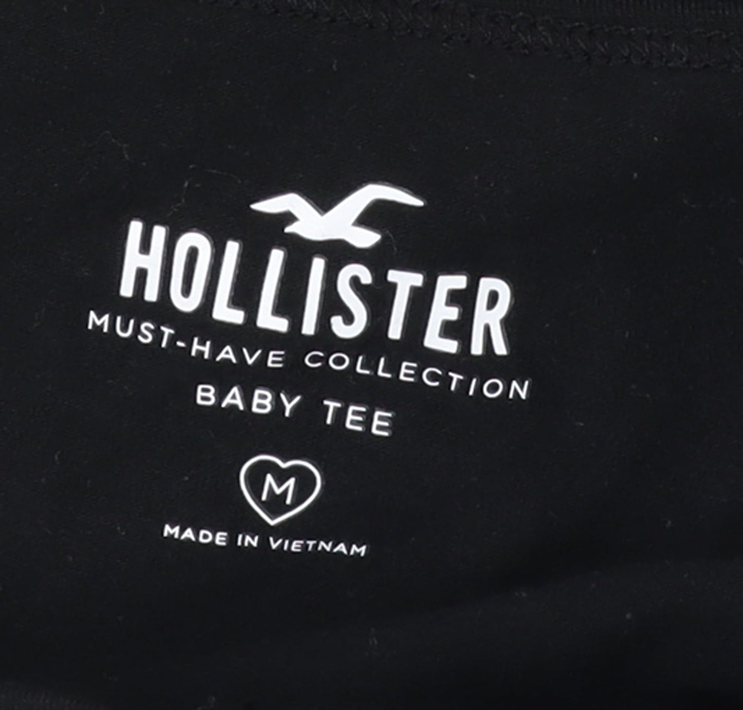 Womens UK Size M Hollister Black Cropped T-Shirt