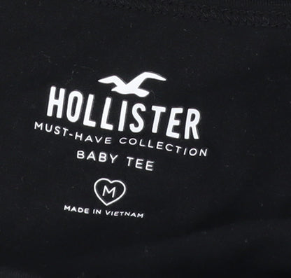 Womens UK Size M Hollister Black Cropped T-Shirt