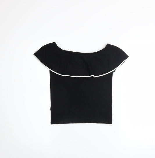 Girls UK Size 11-12 Years River Island Black Cropped T-Shirt
