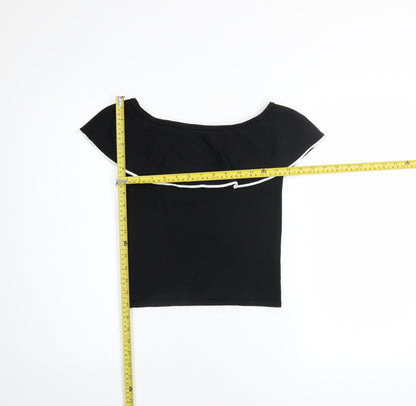 Girls UK Size 11-12 Years River Island Black Cropped T-Shirt